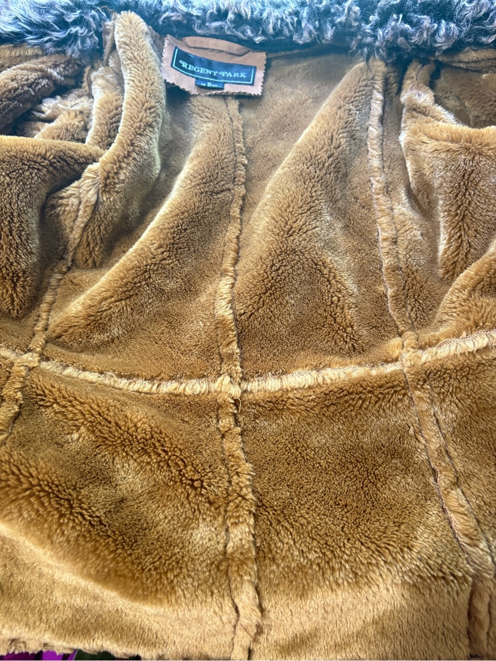 Regent Park Faux Suede Sherpa Boho Jacket M Tan Penny Lane Y2K Western Coat - Picture 5 of 12